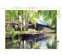 CALVENDO Puzzle Ferme Traditionnelle dans Le Spreewald. Barge dans l'eau. 1000 Pieces 64 x 48 cm from Anja Frost
