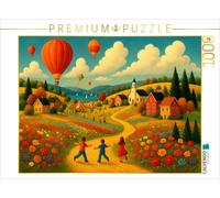 CALVENDO Puzzle Fields, colors, hot air balloons | 1000 pieces, finished size 25