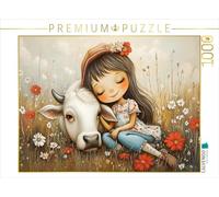 CALVENDO Puzzle Fille Mignonne avec Vache | Taille de la Pose cm Puzzle Photo pour des Heures heureuses