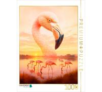 CALVENDO Puzzle Flamant Rose dans la lumière - Élégance en Rose - 1000 pièces - Taille de la Pose 48 x 64 cm - Puzzle Photo pour des Heures heureuses