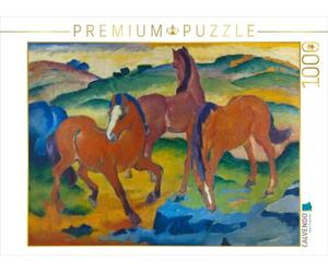 CALVENDO Puzzle Franz Marc. Les Chevaux Rouges (Chevaux de pâturage IV.), 1911 | 1000 pièces - Dimensions : 64 x 48 cm - Puzzle Photo pour des Heures de Bonheur