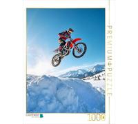 CALVENDO Puzzle Frozen Flight - Motocross dans la Neige | 1000 Pièces Lege Taille 48x64cm Photo Puzzle pour Heures Heures Heureuses