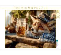 CALVENDO Puzzle Funny fox with traditional hat and beer mug at the table | 1000