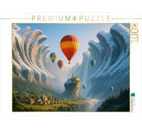 CALVENDO Puzzle Gardé dans la Vallée Inaccessible - Montgolfières dans Un Paysage surréaliste | 1000 pièces de Taille de la Pose 64 x 48 cm Puzzle Photo pour des Heures heureuses