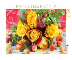 CALVENDO Puzzle Gelbe Rosen mit Zieräpfeln 1000 Teile Puzzle quer 1000 Pieces 64 x 48 cm from Gisela Kruse