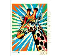 CALVENDO Puzzle Girafe rétro - Pop Art | 1000 pièces - Taille de la Pose 64 x 48 cm - Puzzle Photo pour des Heures heureuses