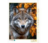 CALVENDO Puzzle Great Plains Loup avec Vue Intense dans la forêt d'automne | 1000 pièces de Ponte 48 x 64 cm Puzzle Photo pour des Heures heureuses