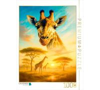 CALVENDO Puzzle Haute Vue - Girafe Entre la lumière et l'arbre | 1000 pièces - Taille de la Pose 48 x 64 cm - Puzzle Photo pour des Heures heureuses