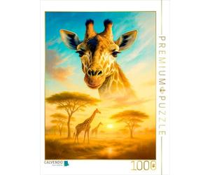 CALVENDO Puzzle Haute Vue - Girafe Entre la lumière et l'arbre | 1000 pièces - Taille de la Pose 48 x 64 cm - Puzzle Photo pour des Heures heureuses
