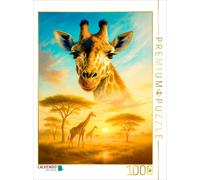 CALVENDO Puzzle Haute Vue - Girafe Entre la lumière et l'arbre | 1000 pièces - Taille de la Pose 48 x 64 cm - Puzzle Photo pour des Heures heureuses