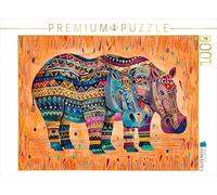 CALVENDO Puzzle Hippopotame Abstrait avec Ornement Solaire | 1000 pièces Taille de la Pose 64 x 48 cm Puzzle Photo pour des Heures heureuses