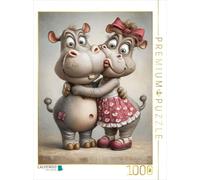 CALVENDO Puzzle Hippopotame - Amour | 1000 pièces - Taille de la Ponte 48 x 64 cm - Puzzle Photo pour des Heures heureuses