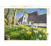 CALVENDO Puzzle Historisches Reetdachhaus mit Osterglocken Auf Sylt 1000 Teile Puzzle quer 1000 Pieces 64 x 48 cm from Christian Müringer