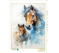 CALVENDO Puzzle Horse Drawings | 1000 pièces Taille de la Pose 48 x 64 cm Puzzle Photo pour des Heures heureuses