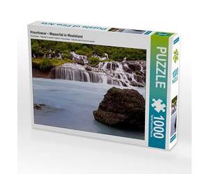 CALVENDO Puzzle Hraunfossar - Cascade dans l'île de l'Ouest | 1000 pièces - Dimensions : 64 x 48 cm - Puzzle Photo pour des Heures de Bonheur
