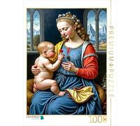 CALVENDO Puzzle inspiré de Leonardo da Vinci/Madonna avec l'oeillet (Environ 1475) | 1000 pièces Taille de la Pose 48 x 64 cm Puzzle Photo pour des Heures heureuses