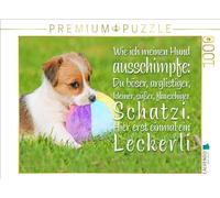 CALVENDO Puzzle Jack Russell Terrier Chiot allongé dans la Prairie et grignotant Une Balle | 1000 pièces - Dimensions : 64 x 48 cm - Puzzle Photo pour des Heures de Bonheur