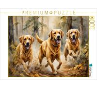 CALVENDO Puzzle Labrador retrievers gallop through the forest | 1000 pieces, fin