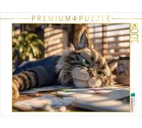 CALVENDO Puzzle Lazy cat in the office with an annoyed look | 1000 pieces, finis