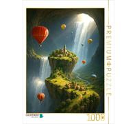 CALVENDO Puzzle de la Vie au Milieu de la Cascade - Montgolfières dans Un Paysage surréaliste | 1000 pièces de Taille 48 x 64 cm Puzzle Photo pour des Heures heureuses