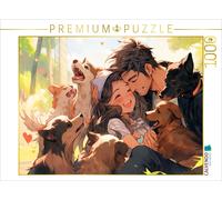 CALVENDO Puzzle Let's take them all - Manga style couple surrounded by puppies |