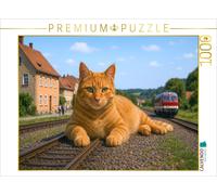 CALVENDO Puzzle Line closure - giant cat lying on the tracks | 1000 pieces, fini