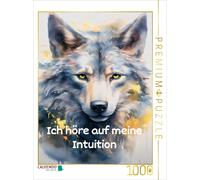 CALVENDO Puzzle Listen to your intuition with the wolf in watercolor style | 100