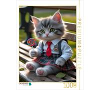 CALVENDO Puzzle Little school cat with lollipop - cute cat picture with school u