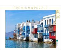CALVENDO Puzzle Little Venice sur Mykonos - Balcons colorés en Bord de mer | 1000 pièces - Taille de la Pose 64 x 48 cm - Puzzle Photo pour des Heures heureuses