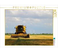 CALVENDO Puzzle Mähdrecher auf einem Stoppelfeld | 1000 Teile Lege-Größe 64x48cm