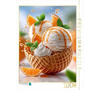CALVENDO Puzzle Magnifiquement emballé dans Une Gaufre - Glace Vanille avec Oranges et sirop d'orange | 1000 pièces - Taille de la Pose 48 x 64 cm - Puzzle Photo pour des Heures heureuses
