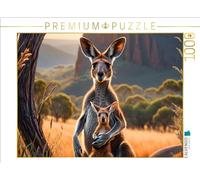 CALVENDO Puzzle Maman Kangourou bienveillante pour protéger Son garçon | 1000 pièces de Taille de Ponte 64 x 48 cm Puzzle Photo pour des Heures heureuses