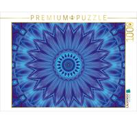 CALVENDO Puzzle Mandala blaue Wasserblume 1000 Teile Puzzle quer | 1000 Teile Le