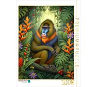 CALVENDO Puzzle Mandrill monkey among flowers | 1000 pieces, finished size 25.2