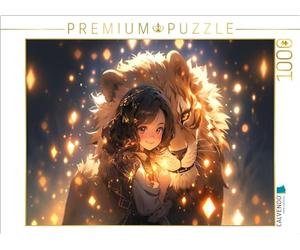 CALVENDO Puzzle Manga Illustration - Fille avec Lions - Taille de la Pose - Puzzle Photo pour des Heures heureuses