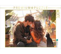CALVENDO Puzzle Manga style couple with cats | 1000 pieces, finished size 25.2 ×
