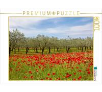 CALVENDO Puzzle Mohnfeld mit Olivenbäumen 1000 Teile Puzzle quer | 1000 Teile Le
