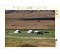 CALVENDO Puzzle Mongolische Landschaft mit Jurten | 1000 Teile Lege-Größe 64x48c