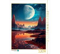 CALVENDO Puzzle Moon stands over a rocky planet | 1000 pieces, finished size 25.