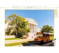 CALVENDO Puzzle National Gallery of Art and Schulbus - Washington DC | 1000 pièces Lege Taille 64 x 48 cm Puzzle Photo pour des Heures heureuses
