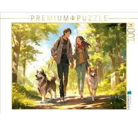 CALVENDO Puzzle Nos Chiens s'aiment Aussi - Couple de Style Manga - 1000 pièces - Dimensions de la Pose : 64 x 48 cm - Puzzle Photo pour des Heures heureuses