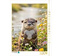 CALVENDO Puzzle Otter with a Heart Stone - I'm here. | 1000 pieces, finished siz
