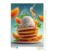 CALVENDO Puzzle Pancakes parfumés gâtés par la Glace à la Vanille et Le sirop doré | 1000 pièces de Taille 48 x 64 cm Puzzle Photo pour des Heures heureuses