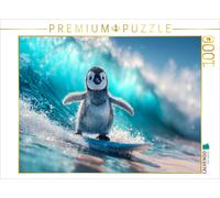 CALVENDO Puzzle Penguin strong on the surfboard | 1000 pieces, finished size 25.