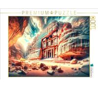 CALVENDO Puzzle Petra - Le joyau de la Ville Rose (Nouveau Miracle du Monde) en Jordanie | 1000 pièces de Taille 64 x 48 cm Puzzle Photo pour des Heures heureuses