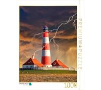 CALVENDO Puzzle Phare Westerheversand, Allemagne, 1000 pièces, Taille à Plat, 48 x 64 cm, Puzzle Photo pour des Heures de Bonheur