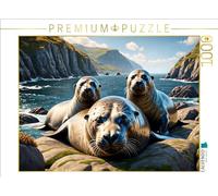 CALVENDO Puzzle phoques se prélassant sur Les rochers | 1000 pièces de Taille de Ponte 64 x 48 cm Puzzle Photo pour des Heures heureuses