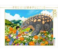 CALVENDO Puzzle Picnic with Dino on the flower meadow | 1000 pieces, finished si