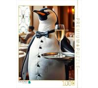 CALVENDO Puzzle Pingouin servi avec Style | 1000 pièces de Taille 48 x 64 cm Puzzle Photo pour des Heures heureuses