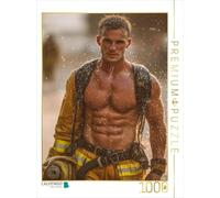 CALVENDO Puzzle Pompier Chaud avec Torse Libre sous Jet d'eau | 1000 pièces Taille de la Ponte 48 x 64 cm Puzzle Photo pour des Heures heureuses